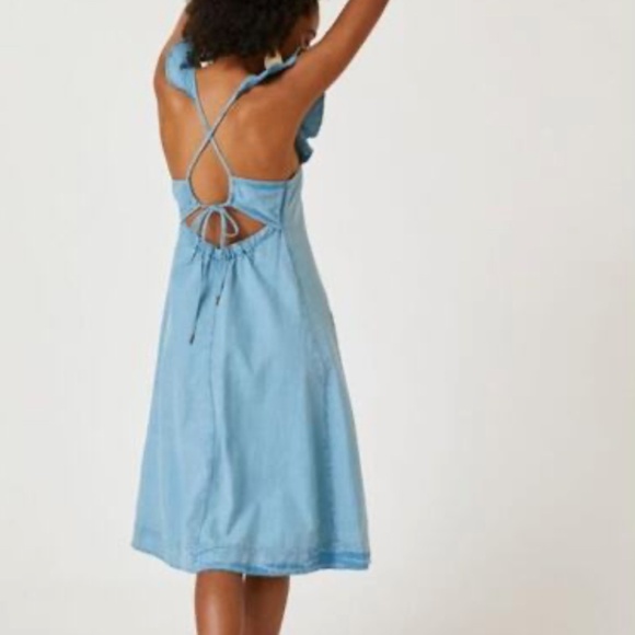 Anthropologie Denim Flutter sleeve midi dress NWT - Picture 4 of 8